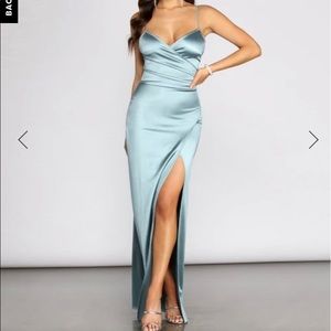 Jolina Wrap Satin Dress(seafoam) from Windsor